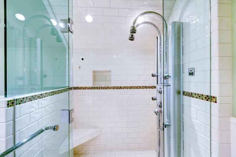 Modern Shower with Unique Tile Pattern